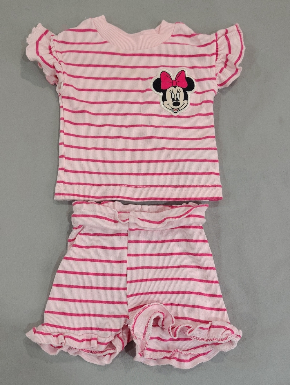 Minnie Mouse Pink Striped Two-Piece Set